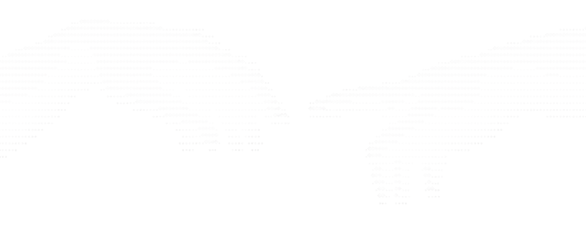 Two hands made of dots reaching toward each other